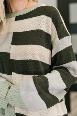 Haptics Fall Into Us Color Block Knit Pullover