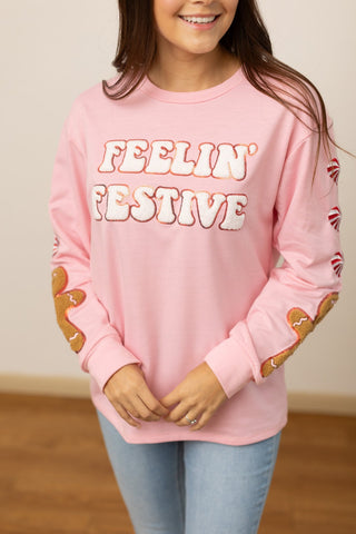 Southern Grace Feelin Festive Pink Top