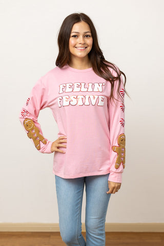 Southern Grace Feelin Festive Pink Top