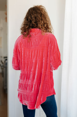 White Birch Feeling Fuchsia Velvet Button Down