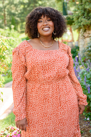 Mittoshop First Kiss Long Sleeve Maxi Dress In Rust