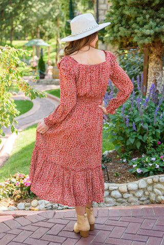 Mittoshop First Kiss Long Sleeve Maxi Dress In Rust
