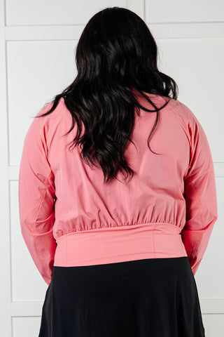 Rae Mode Fit Happens Nylon Tennis Jacket in Coral Rose