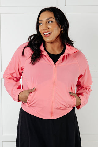 Rae Mode Fit Happens Nylon Tennis Jacket in Coral Rose