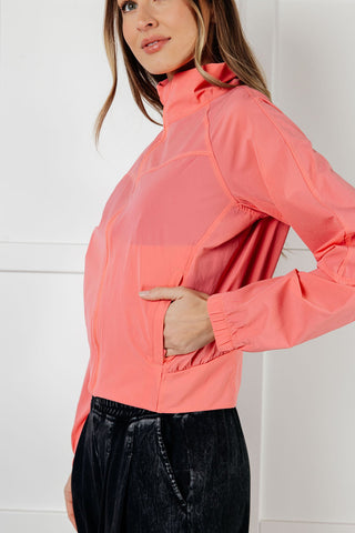 Rae Mode Fit Happens Nylon Tennis Jacket in Coral Rose