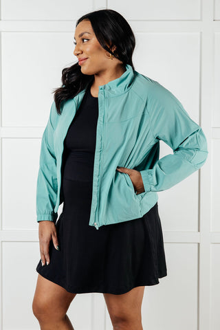 Rae Mode Fit Happens Nylon Tennis Jacket in Tidal Wave