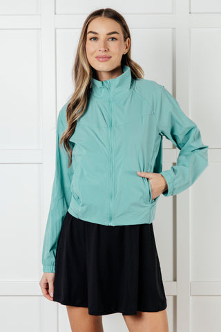 Rae Mode Fit Happens Nylon Tennis Jacket in Tidal Wave