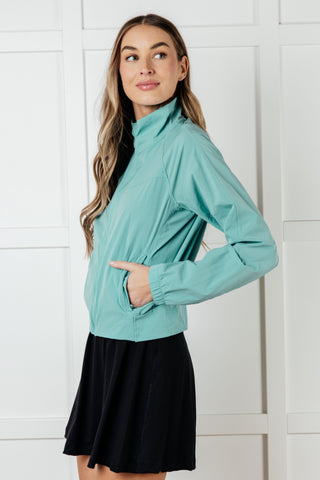 Rae Mode Fit Happens Nylon Tennis Jacket in Tidal Wave