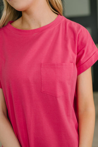 Zenana Fix You Right Up Short Sleeve Midi Dress in Hot Pink