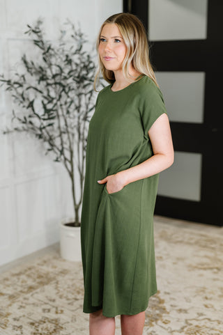HYFVE Flatter Me Later Relaxed Dress in Moss