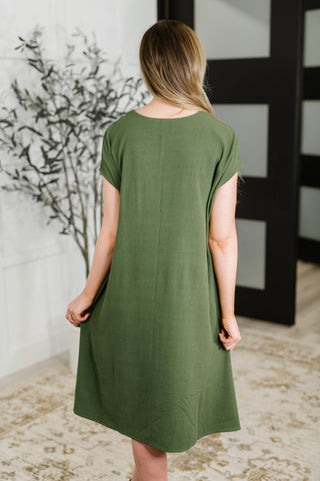 HYFVE Flatter Me Later Relaxed Dress in Moss