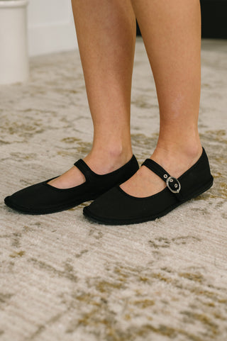 Soda Fleta Buckle Flats in Black