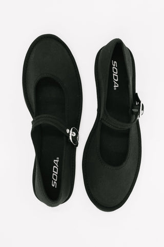 Soda Fleta Buckle Flats in Black