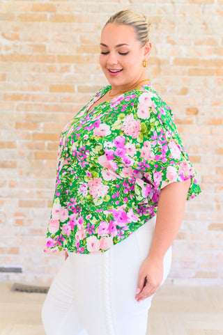 Emily Wonder Florence V-Neck Statement Top in Kelly Green