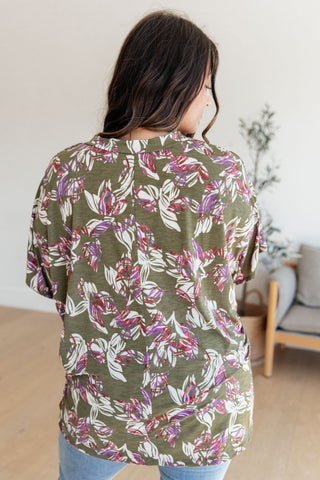 White Birch Flower Girl Floral V-Neck Top
