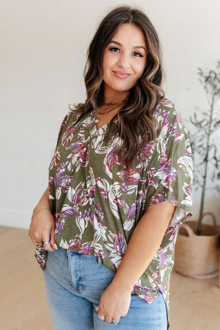 White Birch Flower Girl Floral V-Neck Top