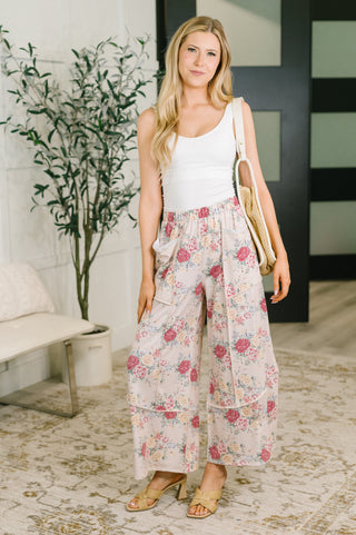 Haptics Follow the Flow Wide Leg Floral Bottoms