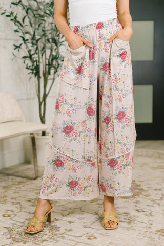 Haptics Follow the Flow Wide Leg Floral Bottoms