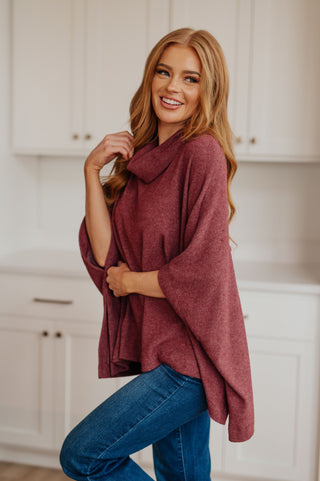 White Birch Forgive Me Cowl Neck Poncho