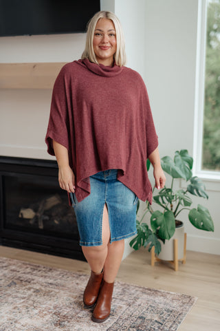 White Birch Forgive Me Cowl Neck Poncho