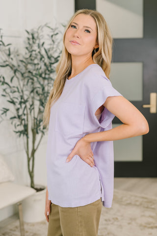 Dear Scarlett Foundation First Waffle Knit Relaxed Tee in Lilac