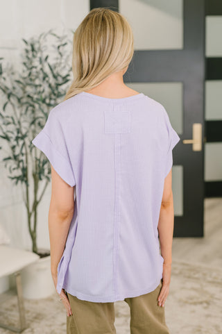 Dear Scarlett Foundation First Waffle Knit Relaxed Tee in Lilac