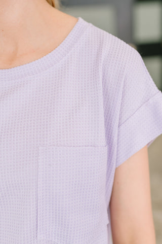 Dear Scarlett Foundation First Waffle Knit Relaxed Tee in Lilac