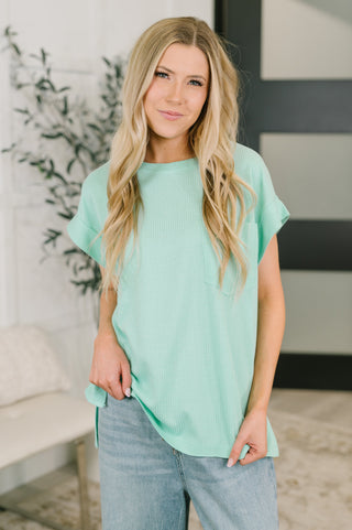 Dear Scarlett Foundation First Waffle Knit Relaxed Tee in Mint