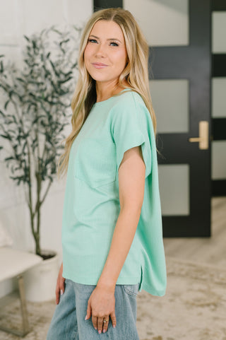 Dear Scarlett Foundation First Waffle Knit Relaxed Tee in Mint