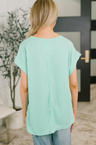 Dear Scarlett Foundation First Waffle Knit Relaxed Tee in Mint