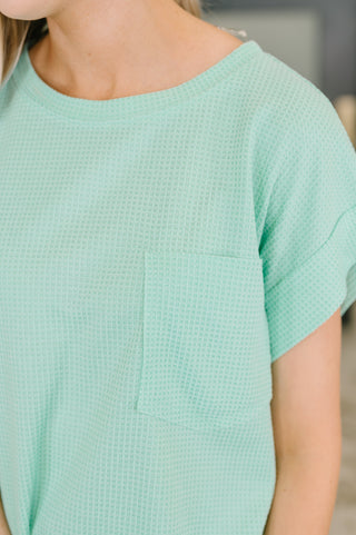 Dear Scarlett Foundation First Waffle Knit Relaxed Tee in Mint