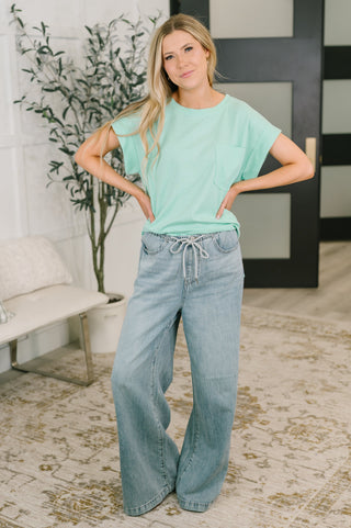 Dear Scarlett Foundation First Waffle Knit Relaxed Tee in Mint
