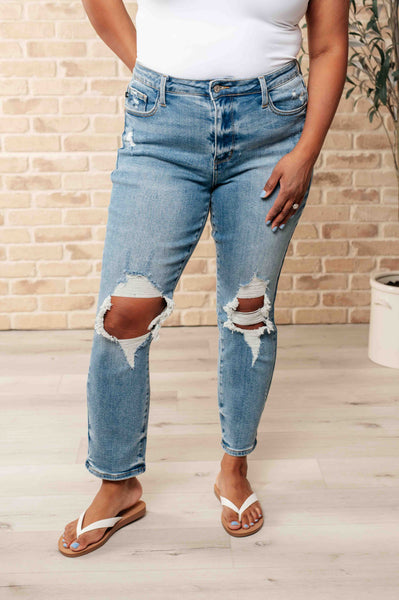 Judy Blue High Waist Distressed Boyfriend Jeans 88196 - Exclusive-Jeans-Sunshine and Wine Boutique