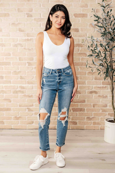 Judy Blue High Waist Distressed Boyfriend Jeans 88196 - Exclusive-Jeans-Sunshine and Wine Boutique