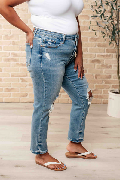 Judy Blue High Waist Distressed Boyfriend Jeans 88196 - Exclusive-Jeans-Sunshine and Wine Boutique