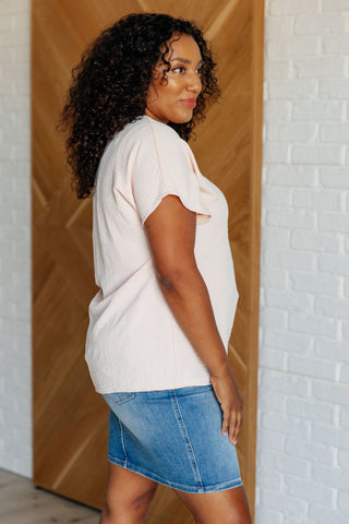 One Eleven North Frequently Asked Questions V-Neck Top in Blush