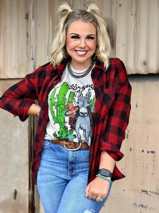 Texas True Threads Barbara's Feliz Navidad Christmas Burro Tee