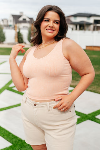 Yelete Fundamentals Ribbed Seamless Reversible Tank in Peach