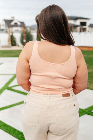 Yelete Fundamentals Ribbed Seamless Reversible Tank in Peach