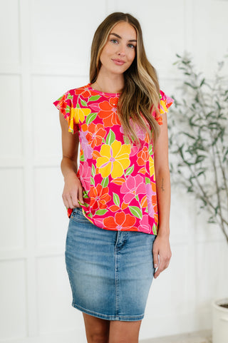 Haptics Garden Giggles Flutter Sleeve Top