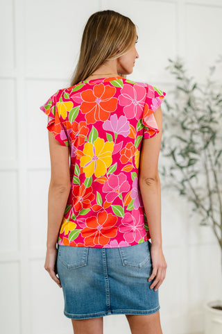 Haptics Garden Giggles Flutter Sleeve Top