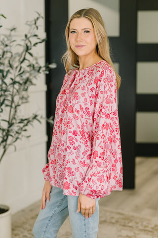 One Eleven North Garden Kiss V-Neck Puff Sleeve Blouse