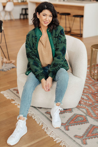 Sew In Love High Perspective Geometric Fleece Jacket
