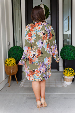Sew In Love Generally Speaking V-Neck Dress in Olive Floral