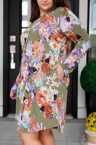 Sew In Love Generally Speaking V-Neck Dress in Olive Floral
