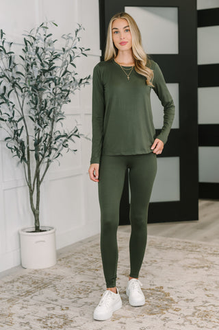 Zenana Get Me Cozy Set in Dark Olive