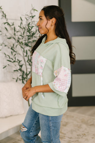 Haptics Get My Fixin' Cable Ribbed Knit Hooded Top