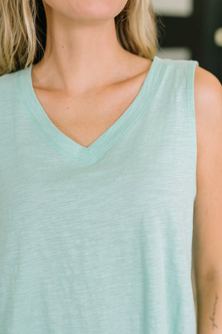 Dear Scarlett Getting Good V-Neck Tank in Mint