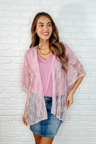 Andree By Unit Good Days Ahead Lace Kimono In Mauve
