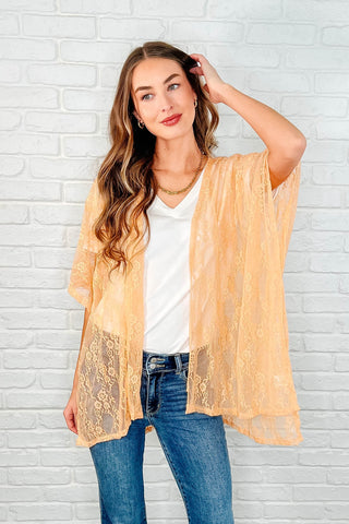 Andree By Unit Good Days Ahead Lace Kimono In Peach